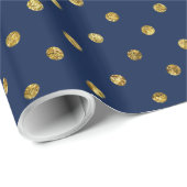 Chic Gold en Blue Glam Polka Dots Cadeaupapier (Rol Hoek)