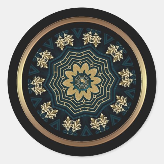 Chic Gold en Green Asian Style 2 Ronde Sticker (Voorkant)