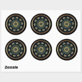 Chic Gold en Green Asian Style 2 Ronde Sticker (Vel)