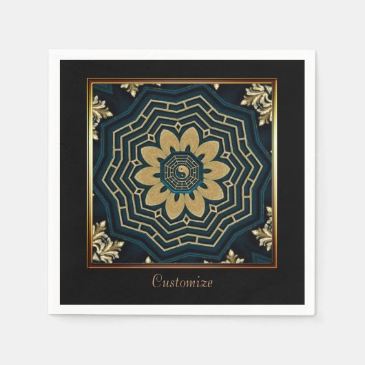 Chic Gold en Green Asian Style 2 Servet (Voorkant)