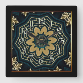 Chic Gold en Green Asian Style 2 Vierkante Klok