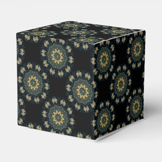 Chic Gold en Green Asian Style Cube 3 Bedankdoosjes (Achterkant)