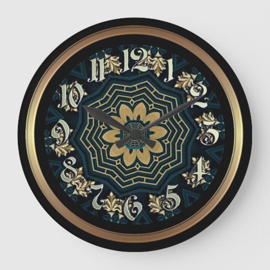 Chic Gold en Green Asian Style Grote Klok (Voorkant)