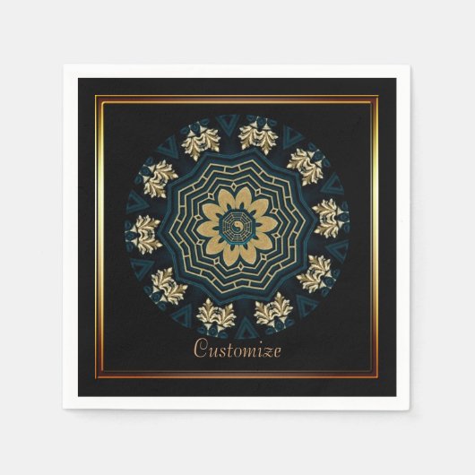 Chic Gold en Green Asian Style Servet (Voorkant)