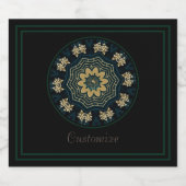 Chic Gold en Green Asian Style Sparkling Wijnetiket (Enkel label)