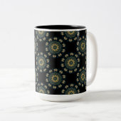 Chic Gold en Green Asian Style Tweekleurige Koffiemok (Voorkant rechts)