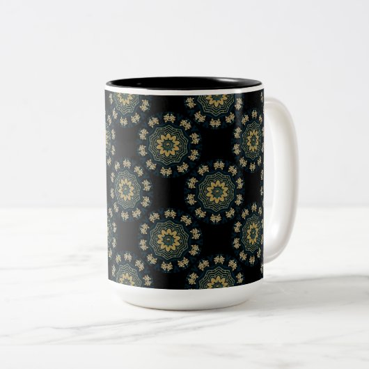 Chic Gold en Green Asian Style Tweekleurige Koffiemok (Voorkant rechts)