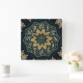 Chic Gold en Green Asian Style Vierkante Klok (Huis)