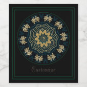 Chic Gold en Green Asian Style Wijn Etiket (Enkel label)