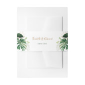 Chic Gold en Green Tropical Monstera Leaves Weddin Uitnodigingen Wikkel (Voorkant Voorbeeld)