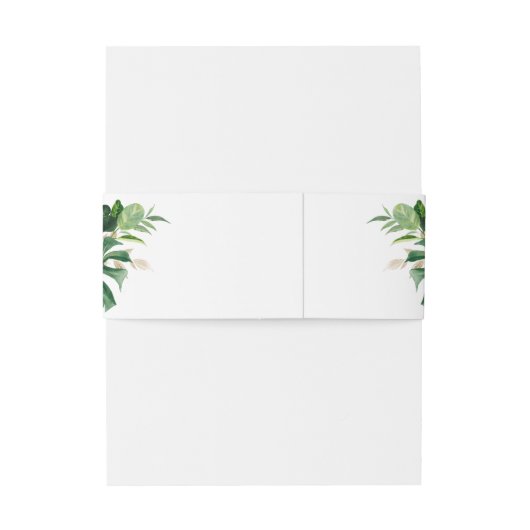 Chic Gold en Green Tropical Monstera Leaves Weddin Uitnodigingen Wikkel (Achterkant Voorbeeld)