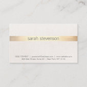 Chic Gold en Linen Texture "look" Striped Modern Visitekaartje (Voorkant)