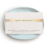 Chic Gold en Linen Texture "look" Striped Modern Visitekaartje