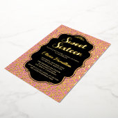 Chic Gold en Pink Leopard Print Sweet 16 Folie Uitnodiging (Gedraaid)