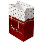 Chic Gold en Red kerstcadeautas Medium Cadeauzakje (Voorkant Gekanteld)