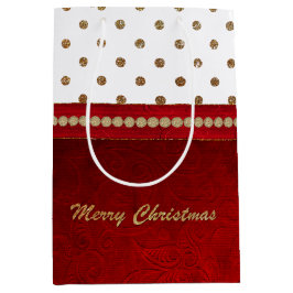 Chic Gold en Red kerstcadeautas Medium Cadeauzakje