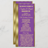 Chic Gold en Royal Paars Wedding Custom Program Programmakaart (Voorkant / Achterkant)