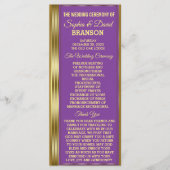 Chic Gold en Royal Paars Wedding Custom Program Programmakaart (Voorkant)