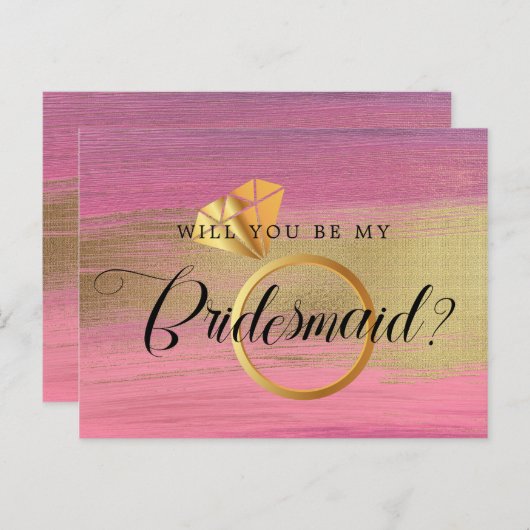 Chic Gold en roze omlijnd briefvormig voorstel Briefkaart (Voorkant / Achterkant)