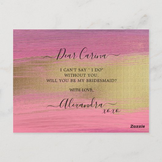 Chic Gold en roze omlijnd briefvormig voorstel Briefkaart (Achterkant)