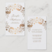 Chic Gold en White Floral Elegant en  Visitekaartje (Voorkant / Achterkant)