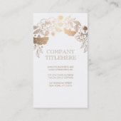Chic Gold en White Floral Elegant en  Visitekaartje (Achterkant)