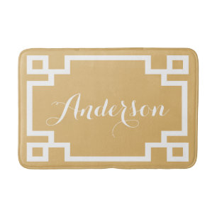 Chic Gold en White Greek Key Custom Monogram Badmat