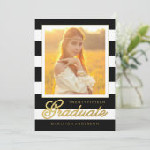 Chic Gold en zwart | Aankondiging foto-Afstuderen (Staand voorkant)