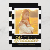 Chic Gold en zwart | Aankondiging foto-Afstuderen (Voorkant / Achterkant)