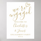 Chic Gold Engagement Party Welkomstbord Poster (Voorkant)