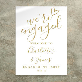 Chic Gold Engagement Party Welkomstbord Poster