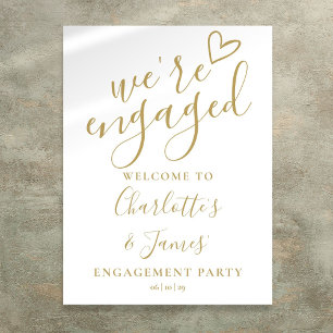 Chic Gold Engagement Party Welkomstbord Poster