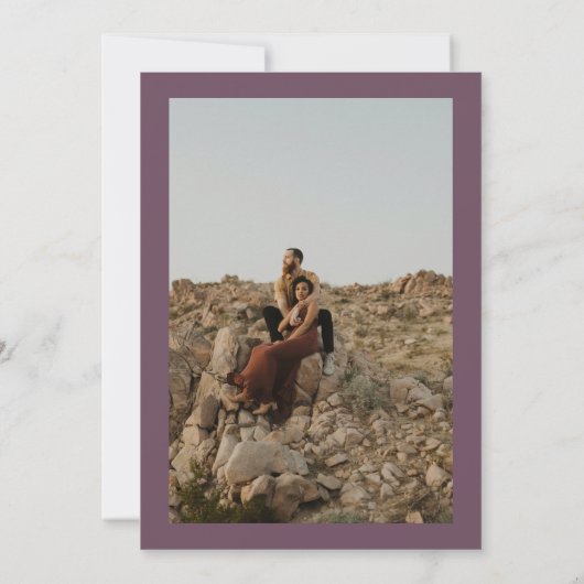 Chic Gold eucalyptus paars fotoscript bruiloft Kaart (Achterkant)