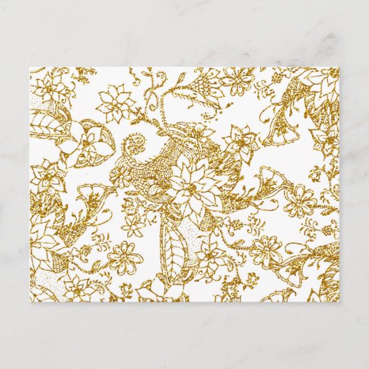 Chic gold faux glitter hand getekend bloempatroon briefkaart (Voorkant)