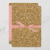 Chic Gold Faux Glitter Roos Roze Kaart (Voorkant / Achterkant)