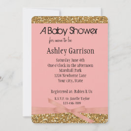 Chic Gold Faux Glitter Roos Roze Kaart