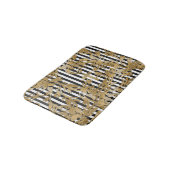 Chic Gold faux glitterbloemen  strepen Badmat (Gekanteld)