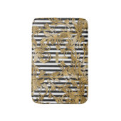 Chic Gold faux glitterbloemen  strepen Badmat (Voorkant Verticaal)