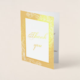 Chic Gold Faux Metal Photo Weddenschap Echt bedank Folie Kaarten