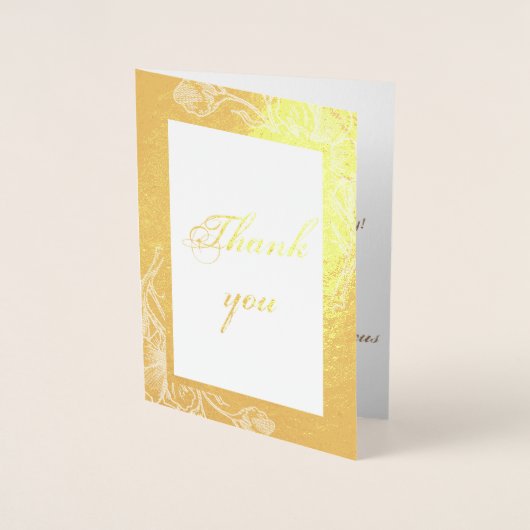 Chic Gold Faux Metal Photo Weddenschap Echt bedank Folie Kaarten (Voorkant)