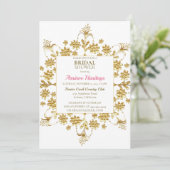 Chic  Gold Floral Bridal Shower Kaart (Staand voorkant)