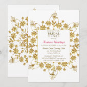 Chic  Gold Floral Bridal Shower Kaart (Voorkant / Achterkant)