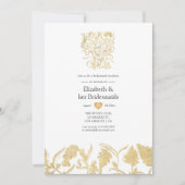 Chic Gold Floral Bridesmaids Luncheon Kaart (Voorkant)