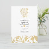 Chic Gold Floral Bridesmaids Luncheon Kaart (Staand voorkant)