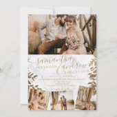 Chic gold floral marmer 5 foto's bruiloft kaart (Achterkant)