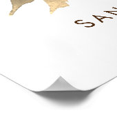 Chic Gold Floral Wreator Heart Foto Welkom Poster (Hoek)