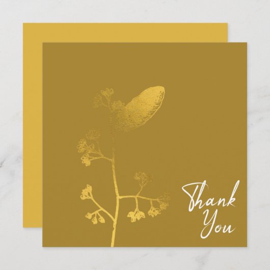 Chic Gold Flover Elegant White Text Bedankkaart (Voorkant / Achterkant)
