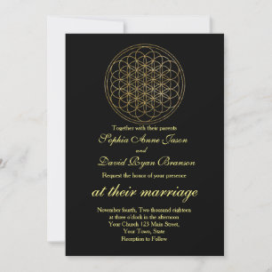 Chic Gold Flower of Life Sacred Geometry Wedding Kaart