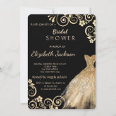 Chic Gold Flowers Glitter Dress Vrijgezellenfeest Kaart (Voorkant)