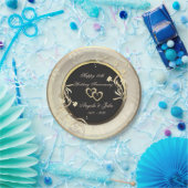 Chic Gold Flowers Hearts 50th Wedding Anniversar Papieren Bordje (Feest)